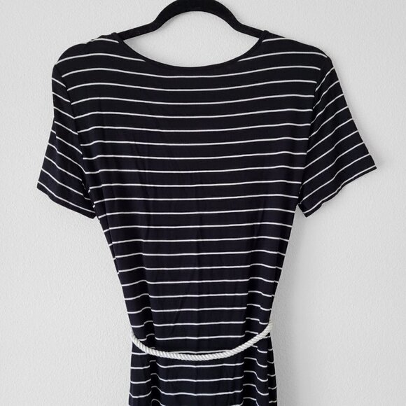 NWOT Calvin Klein Black Stripe Rope Belt Nautical Dress - Picture 11 of 11